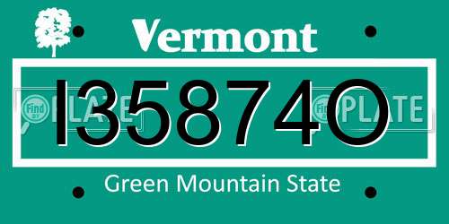 I35874O Vermont License Plate