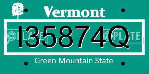 I35874Q Vermont License Plate