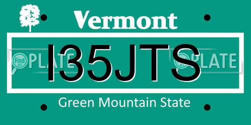 I35JTS Vermont License Plate