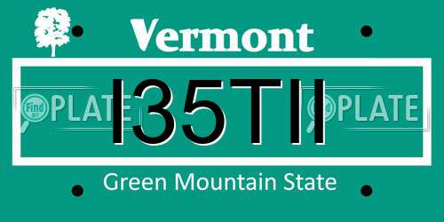I35TII Vermont License Plate
