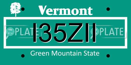 I35ZII Vermont License Plate