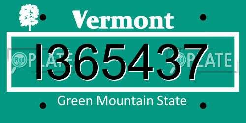 I365437 Vermont License Plate