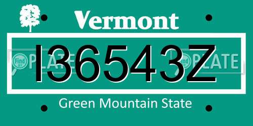 I36543Z Vermont License Plate