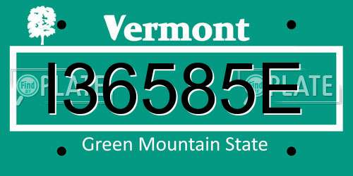 I36585E Vermont License Plate