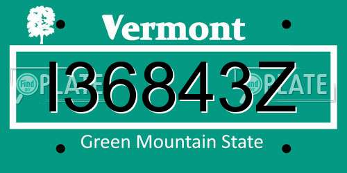 I36843Z Vermont License Plate