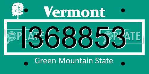 I368853 Vermont License Plate