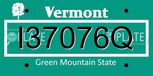 I37076Q Vermont License Plate