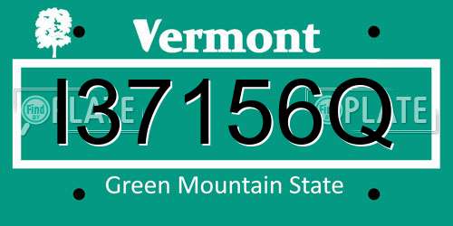 I37156Q Vermont License Plate