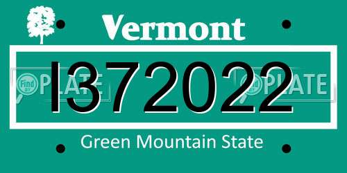 I372022 Vermont License Plate