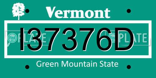 I37376D Vermont License Plate