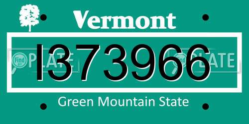 I373966 Vermont License Plate