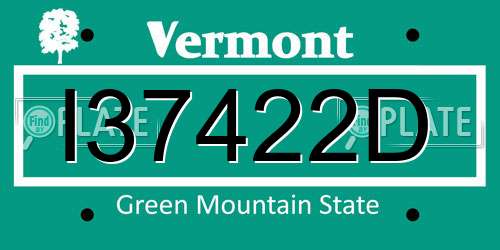 I37422D Vermont License Plate