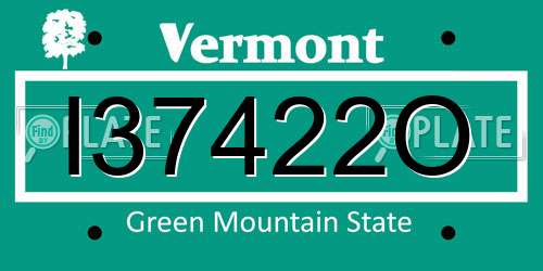 I37422O Vermont License Plate