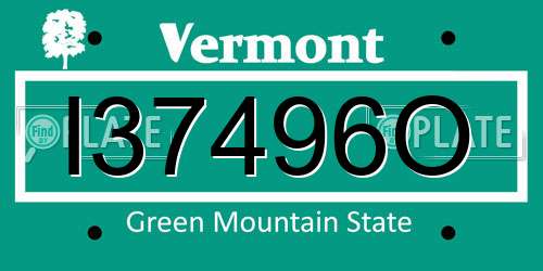 I37496O Vermont License Plate