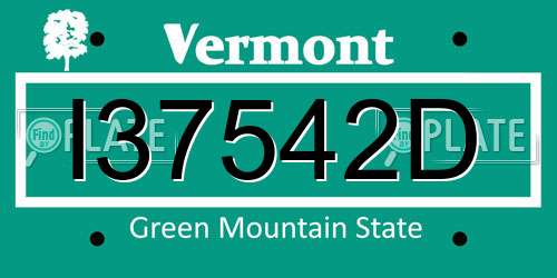 I37542D Vermont License Plate
