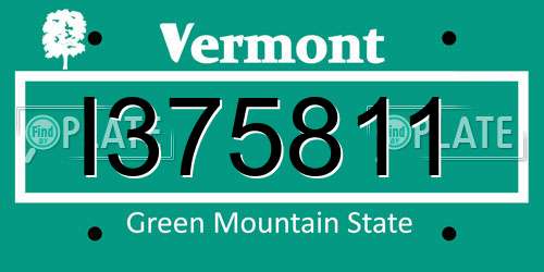 I375811 Vermont License Plate