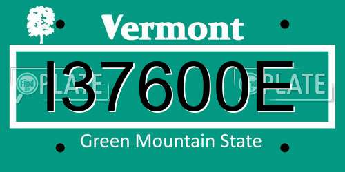 I37600E Vermont License Plate