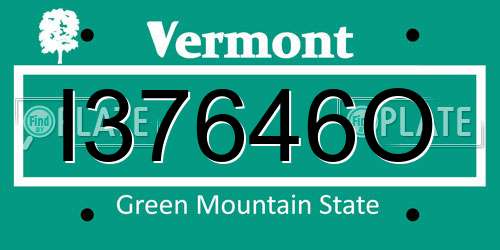 I37646O Vermont License Plate