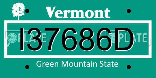 I37686D Vermont License Plate