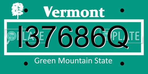 I37686Q Vermont License Plate