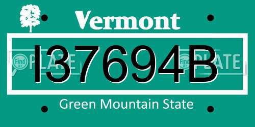 I37694B Vermont License Plate