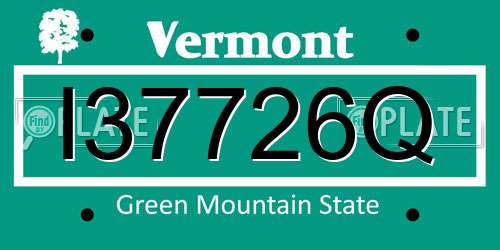 I37726Q Vermont License Plate