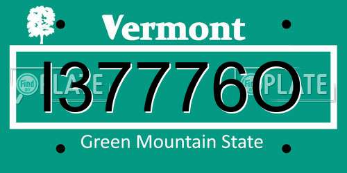 I37776O Vermont License Plate