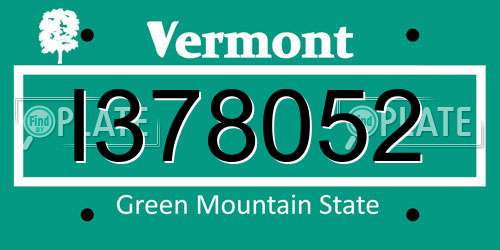 I378052 Vermont License Plate