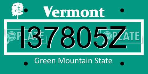 I37805Z Vermont License Plate