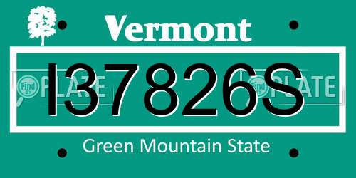 I37826S Vermont License Plate