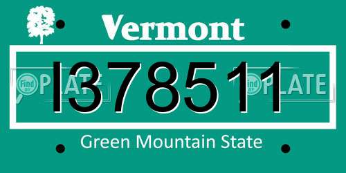 I378511 Vermont License Plate