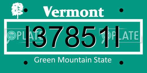 I37851I Vermont License Plate