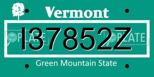 I37852Z Vermont License Plate