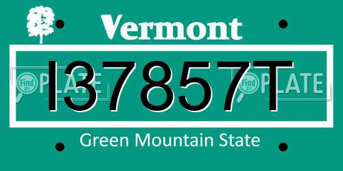 I37857T Vermont License Plate