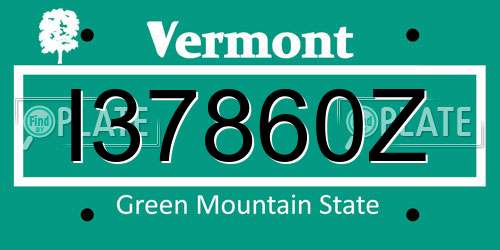I37860Z Vermont License Plate