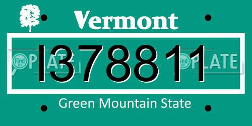 I378811 Vermont License Plate