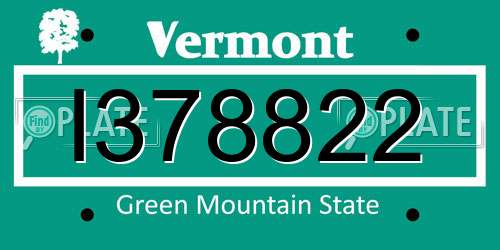 I378822 Vermont License Plate