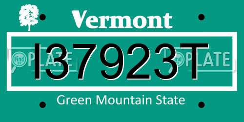 I37923T Vermont License Plate
