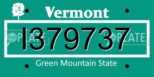 I379737 Vermont License Plate