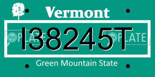 I38245T Vermont License Plate