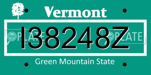 I38248Z Vermont License Plate
