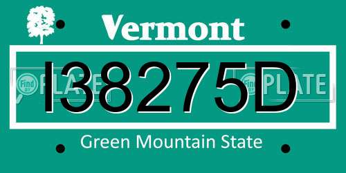 I38275D Vermont License Plate