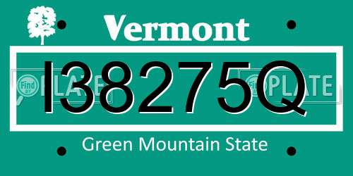 I38275Q Vermont License Plate