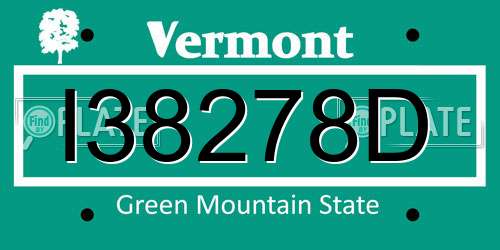I38278D Vermont License Plate