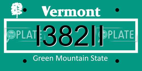 I382II Vermont License Plate