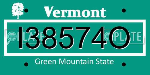 I38574O Vermont License Plate