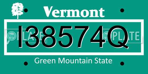 I38574Q Vermont License Plate