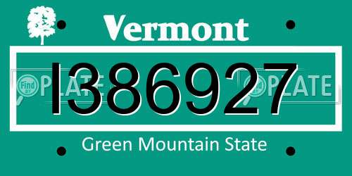 I386927 Vermont License Plate