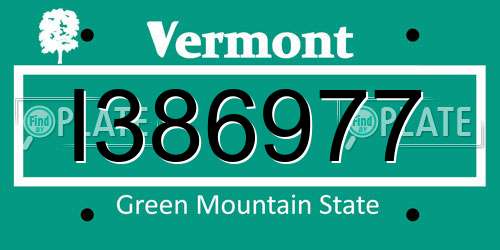 I386977 Vermont License Plate