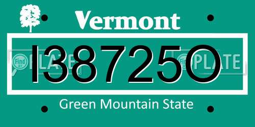 I38725O Vermont License Plate